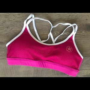 Hot Pink & White Savage Barbell Sports Bra